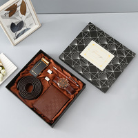 Coffret Cadeau d'Affaires Transfrontalier Haut de Gamme pour Hommes : Portefeuille, Ceinture, Montre – Boîte Cadeau en Alliage de Zinc et Matériaux PU – Cadeau Surprise Avantageux