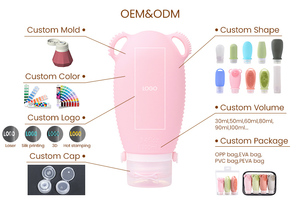 Custom LOGO 2-in-1 Silicone Travel Bottle 100ml Refillable Squeeze Container with Facial Cleansing Brush - Product Image 5