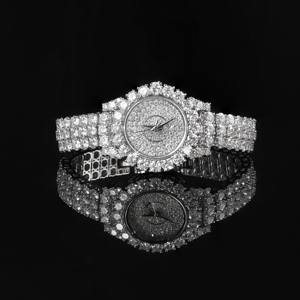 Tuân thủ <span class=keywords><strong>2025</strong></span> New thủ công của phụ nữ sang trọng moissanite Đồng hồ 925 Bạc Sparkly Iced ra moissanite Thạch anh cổ tay xem - Product Image 5