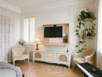 Bureau assis-debout mural réglable de style français avec rangement, pliable, durable, écologique, pour chambre à coucher, petit espace, OEM