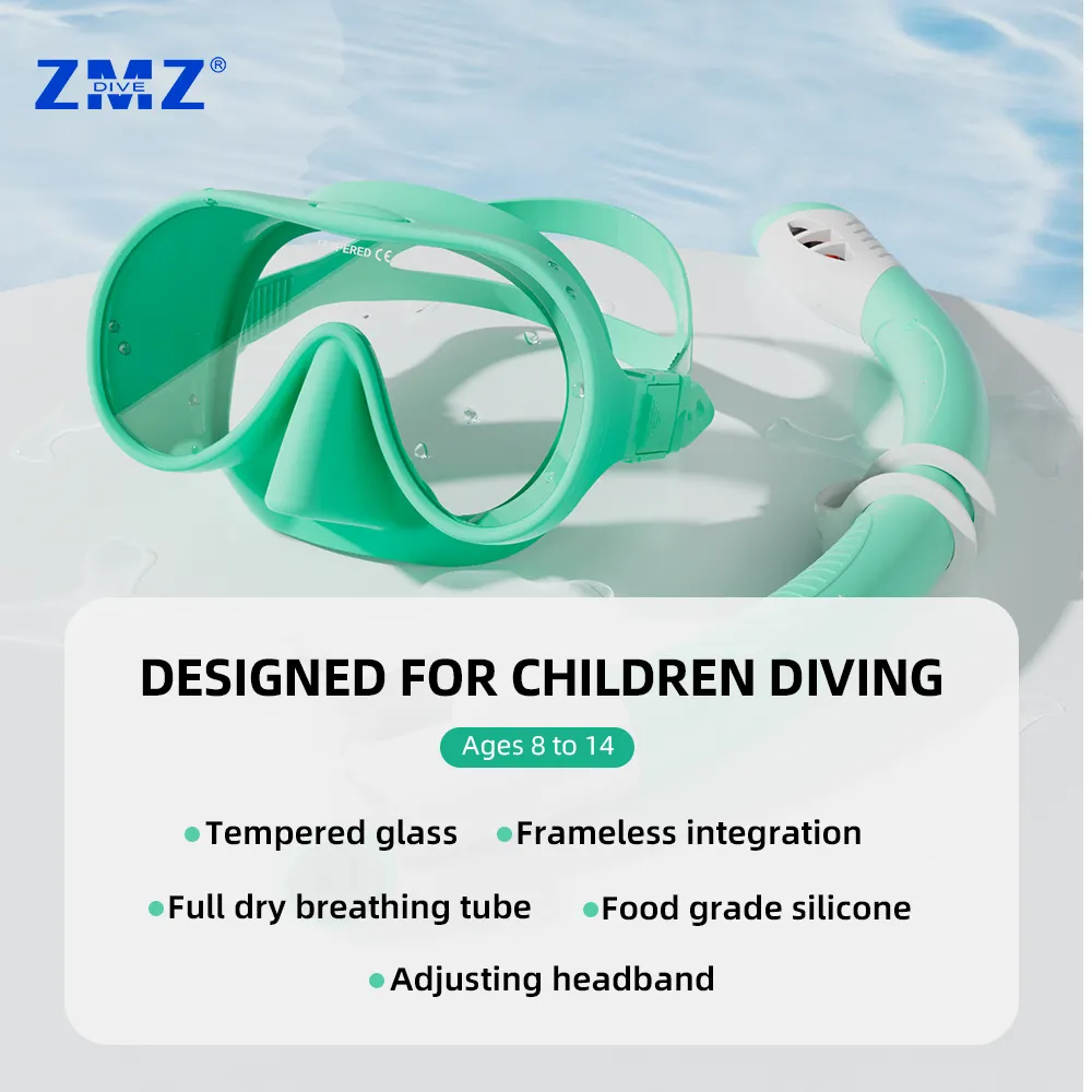 Factory direct custom diving mask and snorkel children's suit colourful latest style children's snorkeling set