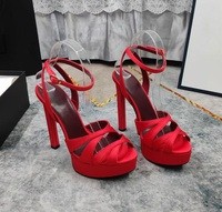 Sandales d'été roses en satin imperméables à plateforme et talons hauts pour femmes - Brides croisées, fermetures à nœuds, chaussures de cérémonie, bout ouvert