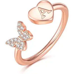 Anello aperto personalizzato placcato oro 18 carati anelli di fidanzamento classici aperti in argento sterling 925 per le donne