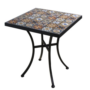 Meubles de salon de <span class=keywords><strong>jardin</strong></span> modernes, <span class=keywords><strong>table</strong></span> carrée en métal fer forgé imperméable, carreaux de céramique en mosaïque, design pliable, utilisation en cuisine - Product Image 1