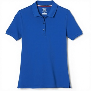 Polo à manches courtes pour femme, bleu uni, décontracté, tricoté, 100% polyester, coupe classique - Product Image 1