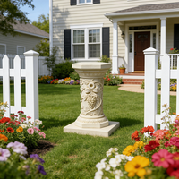 Socle en résine sculpté en vigne - Style classique crème, base élégante pour statues de jardin et présentoirs de plantes