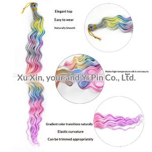 Perruque de tresses au crochet à ondulations profondes africaines dégradées, <span class=keywords><strong>cheveux</strong></span> longs <span class=keywords><strong>bouclés</strong></span>, boucles latino-américaines, en fibre chimique, fabrication à la machine, pour le marché international - Product Image 3