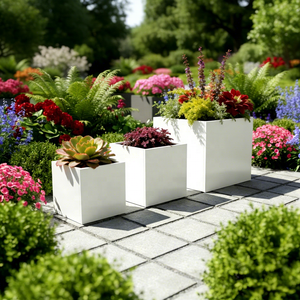 Jardinera Metálica Rectangular Plegable para Exteriores, Maceta de Metal para Jardín, Maceta de Acero con Autorriego - Product Image 2