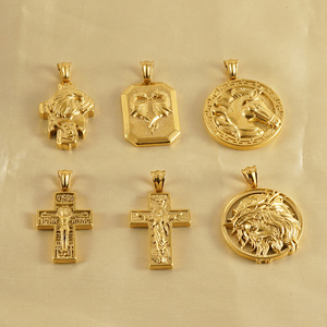 Vendita calda collana croce dio della pace in acciaio inox per gli uomini in stile Euro-americano retrò oro 18K placcato oro <span class=keywords><strong>Jesus</strong></span> collana - Product Image 1