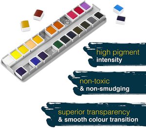 Peinture aquarelle de qualité supérieure en boîte métallique de 24/36/48 couleurs, demi-pan, avec pinceau à eau pour artistes, peinture artistique, étudiants, enfants, débutants - Product Image 2