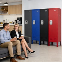 Casier en acier à porte simple sur pied avec pieds de support, armoire de rangement métallique verrouillable pour salle de sport, dortoir et bureau