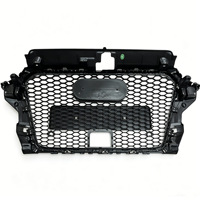Pour Audi A3 S3 8V 2014-2016 : Grille de pare-chocs avant en nid d'abeille avec trou pour capteur ACC, style sport, amélioration esthétique