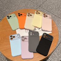 Nouvelle Coque de Téléphone Tendance à Grande Fenêtre et Texture Givrée pour iPhone 13 14 15 16 17 Pro Max avec Film de Protection d'Objectif HD et Housse Arrière Antichoc