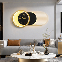 Nouvelle Applique Murale de Luxe Créative avec Horloge et Modélisation Technologique pour Tête de Lit de Chambre, Salon et Restaurant