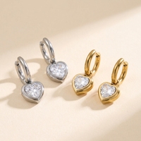 Boucles d'oreilles créoles pendantes grand cœur en acier inoxydable plaqué or PVD, bijoux fantaisie pour usage quotidien, fête et plage, vente en gros d'usine OEM