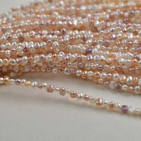 3-3.5mm Natural Multi Color Freshwater Side Hole Baroque Pearls Wholesale