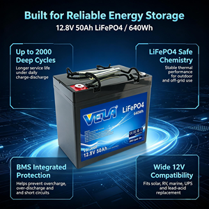 Batterie LiFePO4 12V 50Ah 640Wh à décharge profonde avec BMS pour camping-car, solaire, marine, voiturette de golf - Product Image 3