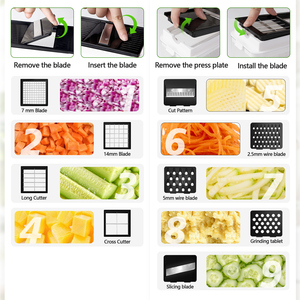 Picador de Verduras de 9 Cuchillas con Contenedor, Rebanador de Frutas, Cortador en Dados, Rallador, Utensilio de Cocina - Product Image 3
