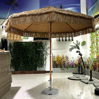 Parasol de jardin rond en gros, parasol de patio en chaume synthétique, tiki, raphia, paille, parasols de plage d'extérieur avec manivelle, inclinaison