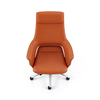 Fauteuil de bureau exécutif ergonomique contemporain en cuir avec appui-tête et accoudoirs fixes, pivotant à 360°, dossier haut et large, pour bureau