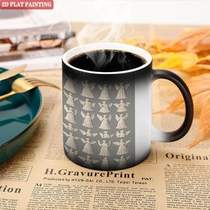 Custom Wedding Pattern Magic Mug Frosted Black 11oz <b>Ceramic</b> Heat Sensitive Blank <b>Cup</b> - Product Image 5