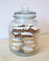 Grand pot à biscuits en verre strié vintage avec couvercle hermétique en caoutchouc, pot à biscuits en verre, pot à bonbons