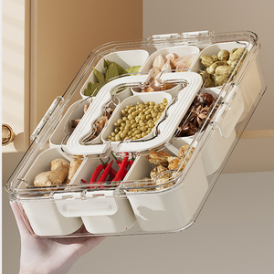 Vente flash - Plateau de service multifonctionnel à 6/9 compartiments, de qualité alimentaire, avec poignée, boîte à collation portable - Product Image 1