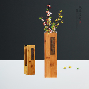 Bamboo Flower Vase Handmade Traditional Desktop Decorative Plant Pot True Colors Custom Made Size - Product Image 4
