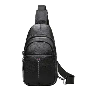 Tendance Nouvelle-Coréen Épaule Poitrine Sac Première Vache En Cuir Version Hommes de Mode Casual En Cuir Épaule Poitrine Sac