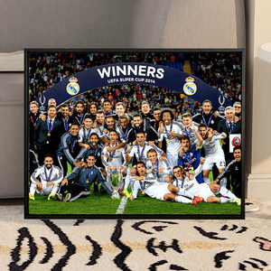 Peinture décorative personnalisable encadrée en porcelaine de cristal, <span class=keywords><strong>photo</strong></span> de groupe de match de football - Style minimaliste moderne PSG Champions - Product Image 3