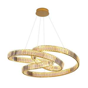 Zèle Éclairage Lustre Ruban Salle À Manger Suspendu Cristal clair Verre Or De Luxe Anneaux Pendentif Lumière - Product Image 6