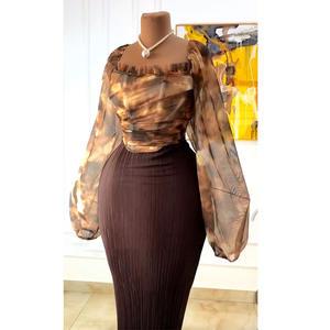 Nieuwe elegante blouse met vierkante kraag en lantaarmuffen, hoge taille half-body rok, dames casual 2-delige set Sehe Fashion - Product Image 4