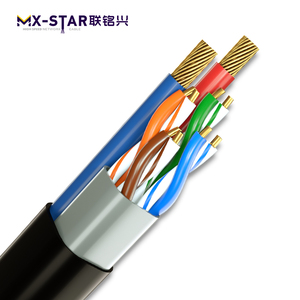 2025 mới MX-STAR nhà máy bán hàng ngoài trời UTP <span class=keywords><strong>CAT5E</strong></span> + Điện linecopper 25awg UTP <span class=keywords><strong>CAT5E</strong></span> cáp Ethernet với 2 dây điện - Product Image 2