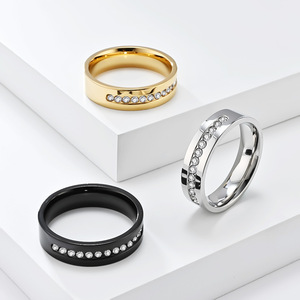 yunnique popular stainless steel diamond-encrusted <b>rings</b> <b>for</b> <b>men</b> and women, couple <b>rings</b>, wedding and engagement je - Product Image 2