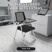 Chaise de conférence de formation exécutive à roulettes, design moderne, multifonctionnelle, en tissu, avec base en acier inoxydable, accoudoirs fixes