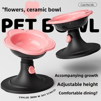 Gamelle en céramique pour chien, anti-renversement, anti-fuite, à large ouverture, avec support réglable en hauteur pour la protection de la colonne cervicale, portable, fabriquée en Chine