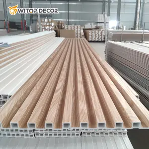 Novo sulcado madeira plástico bambu fibra fundo decorativo madeira interior edifício caneladas 3D wpc pvc parede painel Outras placas