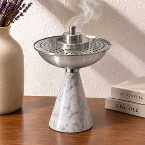 Brûleur à Bakhoor de Luxe en Marbre, Encensoir Moderne en Acier Inoxydable, Porte-Encens Arabe Oud, Décoration Majestueuse pour Hôtel, Mabkhara - Product Image 1
