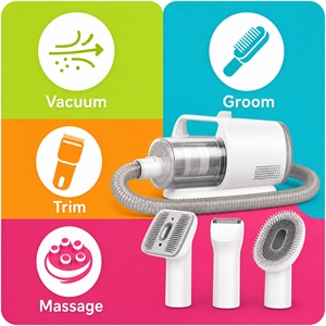 Kit de Soplador Inalámbrico de Plástico para el Cuidado de Mascotas, 90W, 12kPa de Succión, Cepillo Manual para Eliminar el Pelo de Gatos en una Sola Pasada, S-9730 - Product Image 5