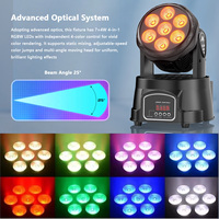 Mini projecteur de scène à tête mobile 7 yeux RGBW DMX512, inclinaison et rotation réglables, gradation linéaire 0-100%, effet stroboscopique 20Hz, lumière wash pour DJ