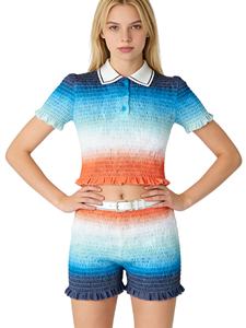 <span class=keywords><strong>Completo</strong></span> Sportivo da <span class=keywords><strong>Donna</strong></span> Personalizzato con Polo Corta Sfumata <span class=keywords><strong>e</strong></span> <span class=keywords><strong>Pantaloncini</strong></span> Abbinati in Maglia Stile Atletico - Product Image 1