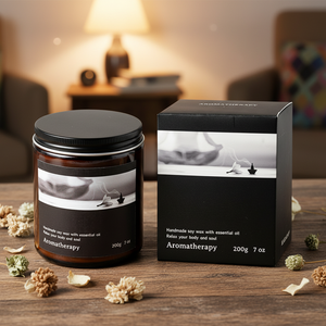 Vela Aromática de Lujo Personalizada de 7oz, Cera de Soya Premium Negra, Aroma Natural, Hecha a Mano, en Frasco de Vidrio, Larga Duración, para Navidad - Product Image 6