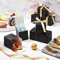 Mini boîtes à dragées extra petites en papier avec ruban doré pour les fournitures de fête prénatale, anniversaire, mariage, anniversaire de mariage (noir)