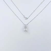 Collana con Pendente in Oro Bianco 18K con Diamante Coltivato in Laboratorio Taglio Smeraldo, Gioielli Raffinati per Donne, Catene con Diamanti, Collana con Diamante Coltivato