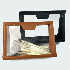 Maquillage de voyage sac de voyage en cuir PU saffiano transparent TPU embrayage clair pinceaux essentiels sacs à cosmétiques pour femmes - Product Image 1