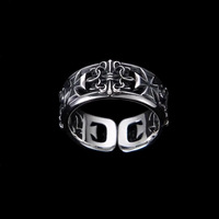Nouveau rétro Tai argent plaqué croix bague à la mode Hip-Hop Punk Style minorité unique personnalisé niche ouverte bague pour hommes