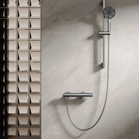Ensemble de douche mural pliable avec pommeau carré, jet de massage, robinet mitigeur minimaliste tout en cuivre, affichage LED chromé