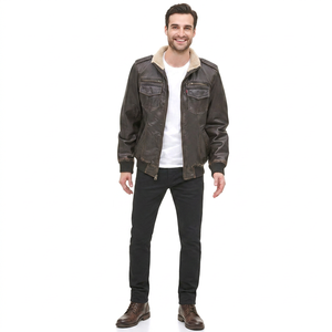 Wholesale High Quality Coated Genuine Leather Hooded <b>Jacket</b> for Men Autumn Stand Collar Cow Skin Vintage Fashion - Product Image 1