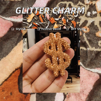 Pendentif DIY de luxe en résine avec strass et décorations brillantes, breloque motif dollar ajouré pour coques de téléphone et accessoires pour cheveux