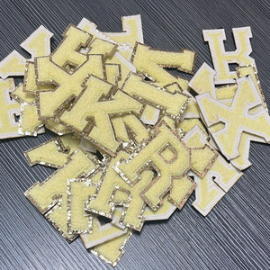 Écussons personnalisés de broderie de lettres anglaises à paillettes Écussons en chenille Écussons en chenille pour vêtements - Product Image 6